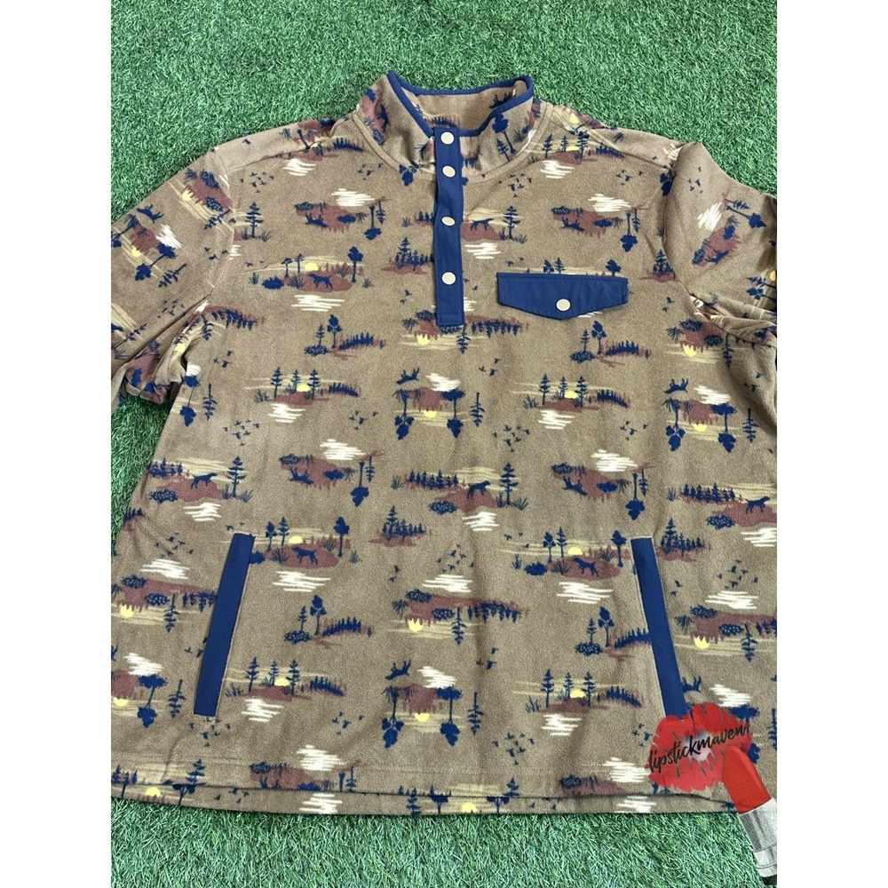 Duluth Trading 1/4 Zip Mens 2XL Fowl Bird Print Snap Button Jacket Pullover